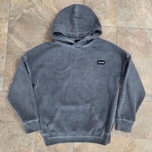Hurley Boys Gray Fleece Hoodie Pullover Sweatshirt Size M 10-12 Charcoal Wash
